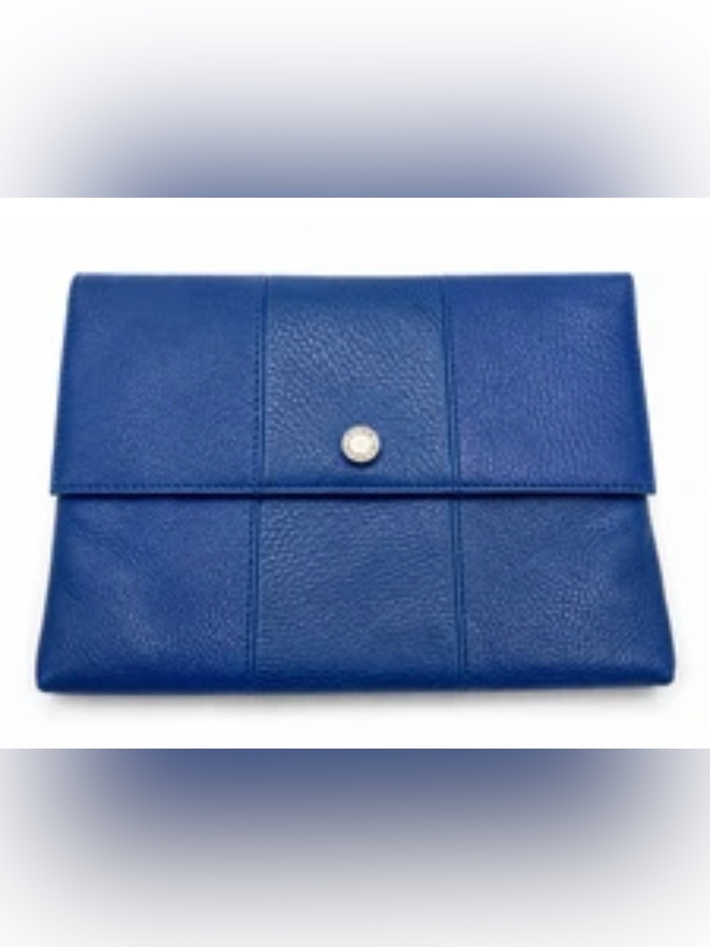 Blue Leather Suede Fold Over Clutch Bag Purse Evening Handbag club Monaco